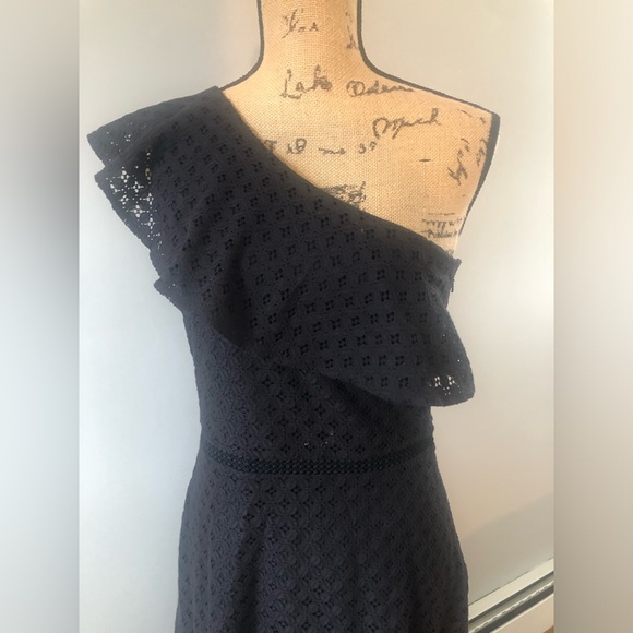 BLACK BANANA REPUBLIC ONE SHOULDER RUFFLE MIDI DRESS SIZE US 4 - Picture 10 of 11